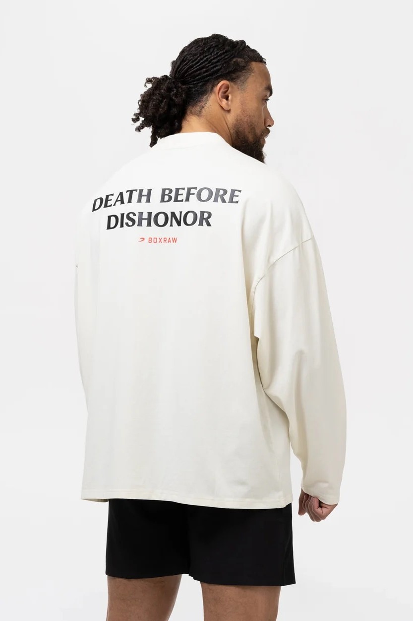 Death Before Dishonor 롱슬리브 티셔츠 베이지