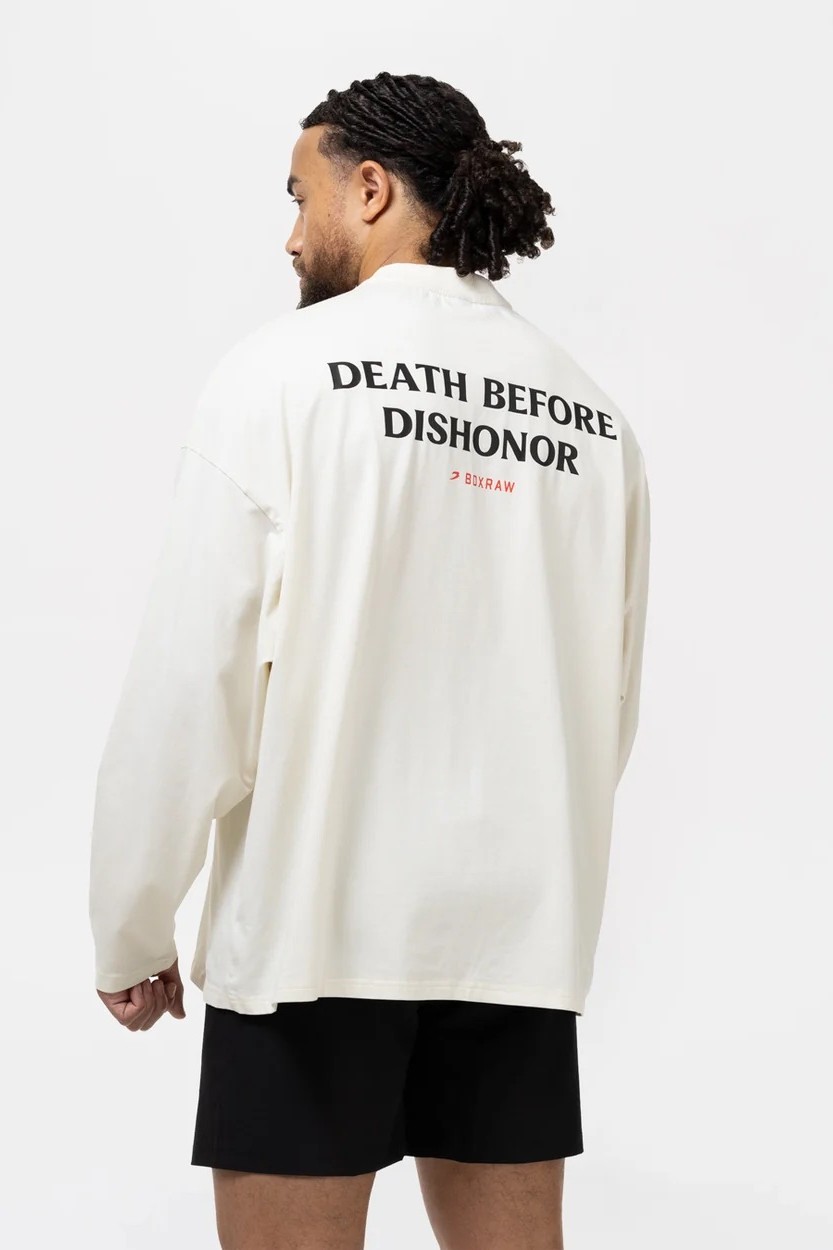 Death Before Dishonor 롱슬리브 티셔츠 베이지