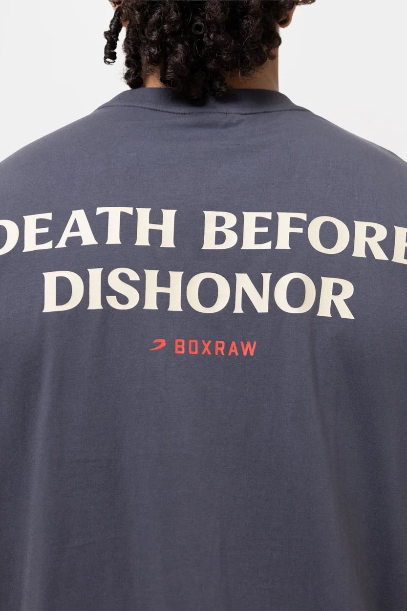 Death Before Dishonor 오버사이즈 티셔츠 차콜