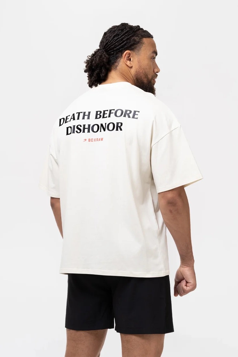 Death Before Dishonor 오버사이즈 티셔츠 베이지