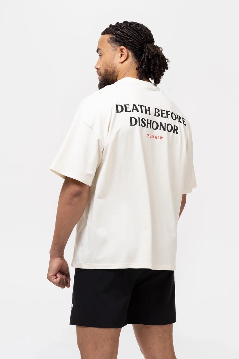 Death Before Dishonor 오버사이즈 티셔츠 베이지