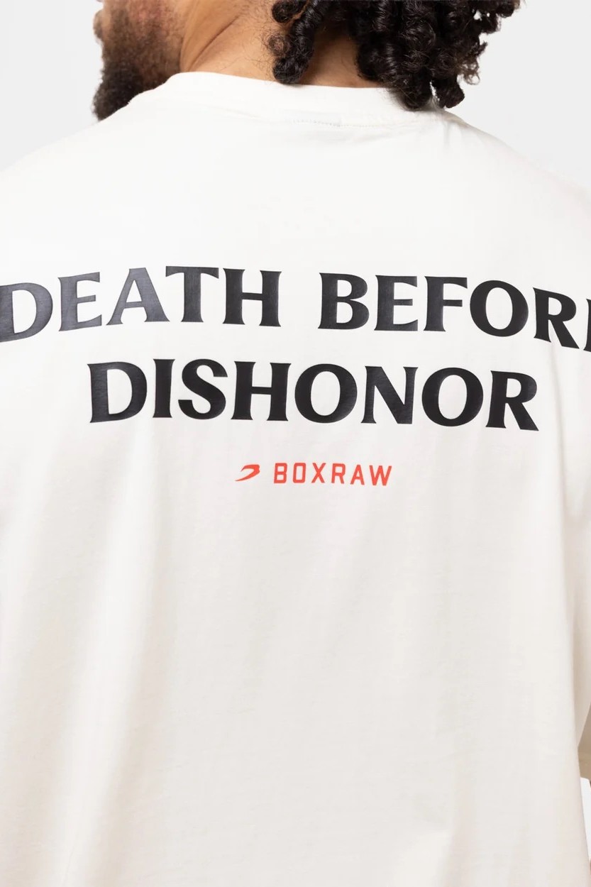Death Before Dishonor 오버사이즈 티셔츠 베이지