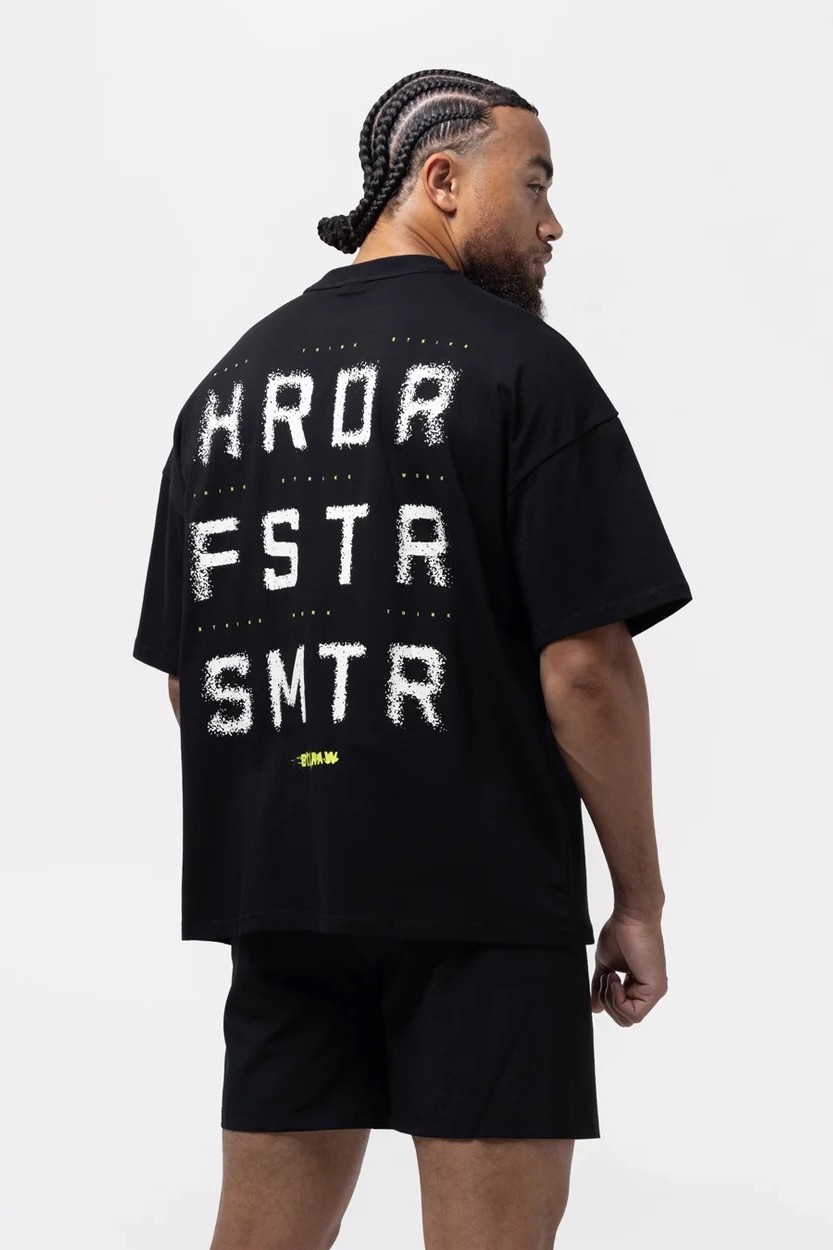 HRDR FSTR SMTR 오버사이즈 티셔츠 블랙
