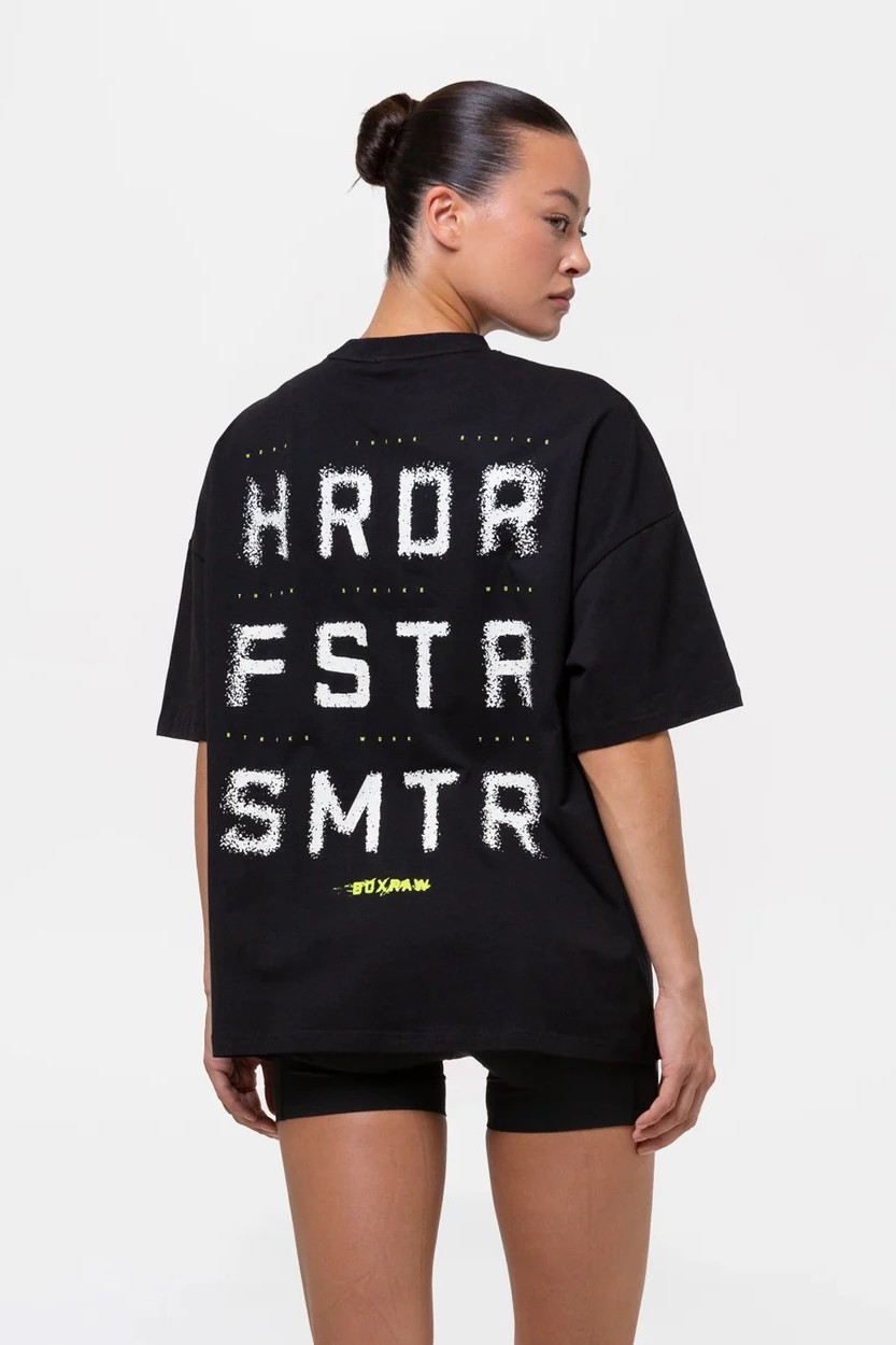 HRDR FSTR SMTR 오버사이즈 티셔츠 블랙